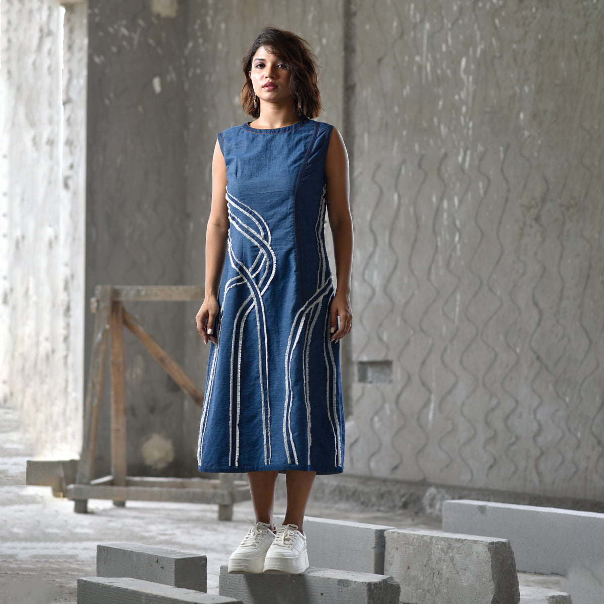 denim dress india Buy Retro Womens Long Denim Dress, Sleeveless Shirt Dress, A Line Dress With Pockets, Minimalist Fashion Dress, Custom Dress, Xiaolizi 4198# Online in India