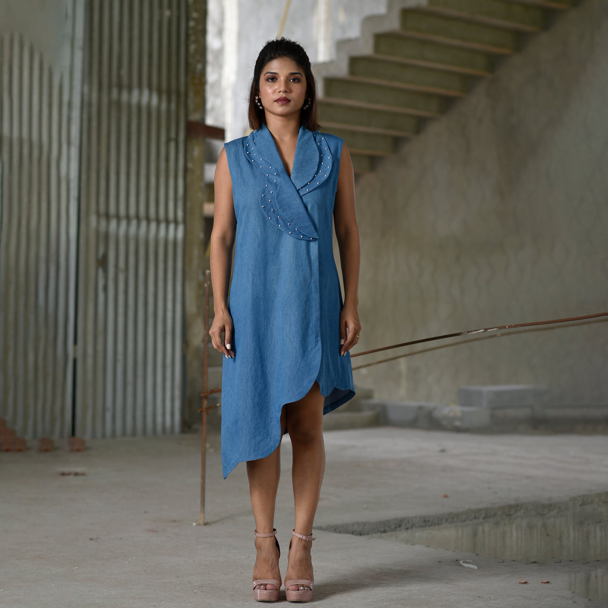 denim dress india Diamond Fringe Denim Dress for Women DAASH INDIA