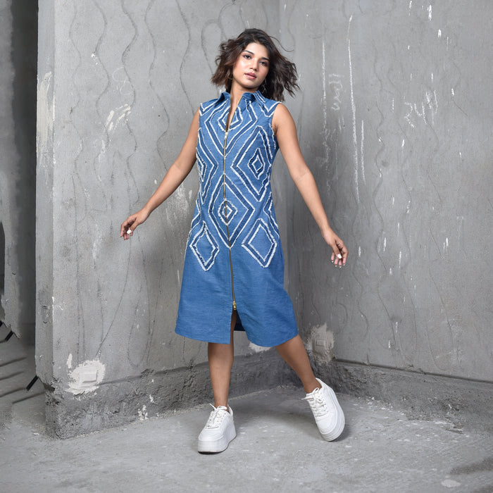 Diamond Fringe Denim Dress for Women DAASH INDIA Diamond Fringe Denim Dress for Women DAASH INDIA