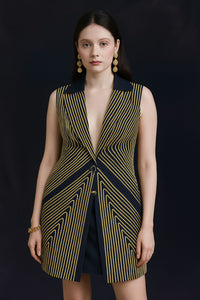 Gold-Cord Geometric Blazer Dress