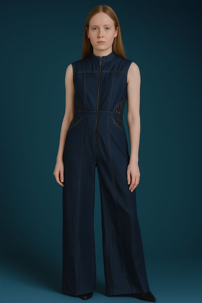 Sculpted Denim Utility Jumpsuit