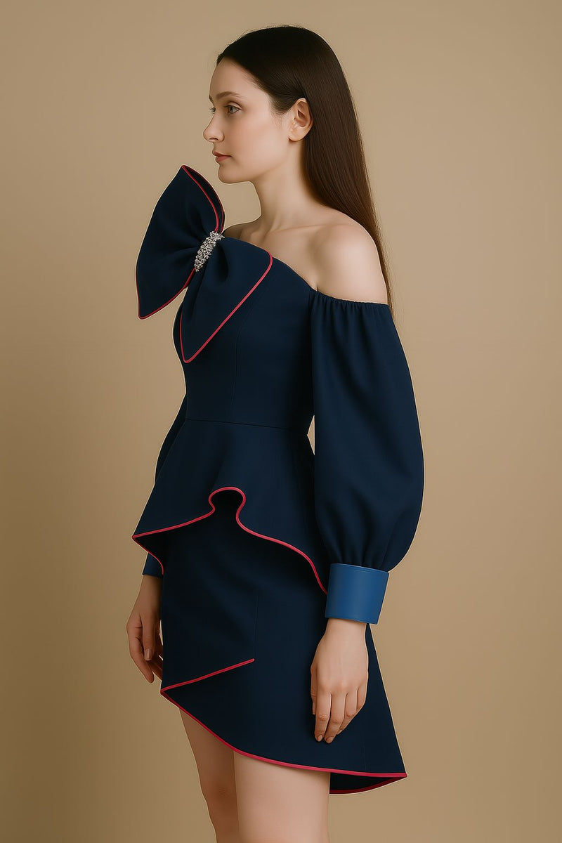 Off-Shoulder Dress with Oversized Bow