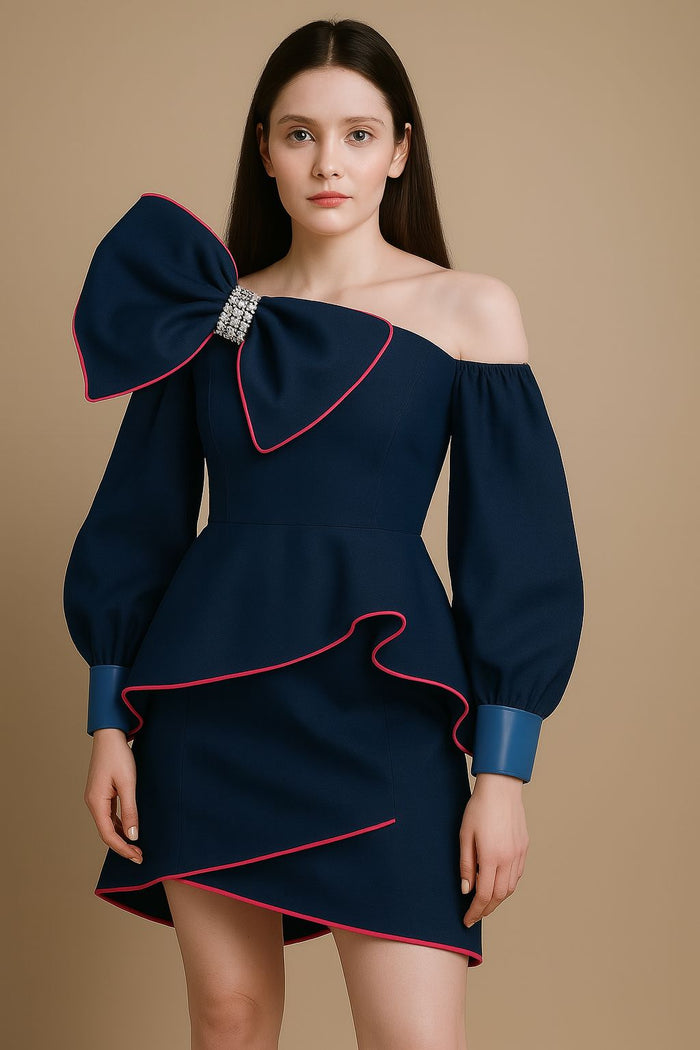 Off-Shoulder Dress with Oversized Bow