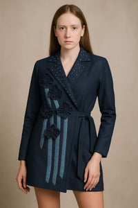 Midnight Bloom Wrap Dress
