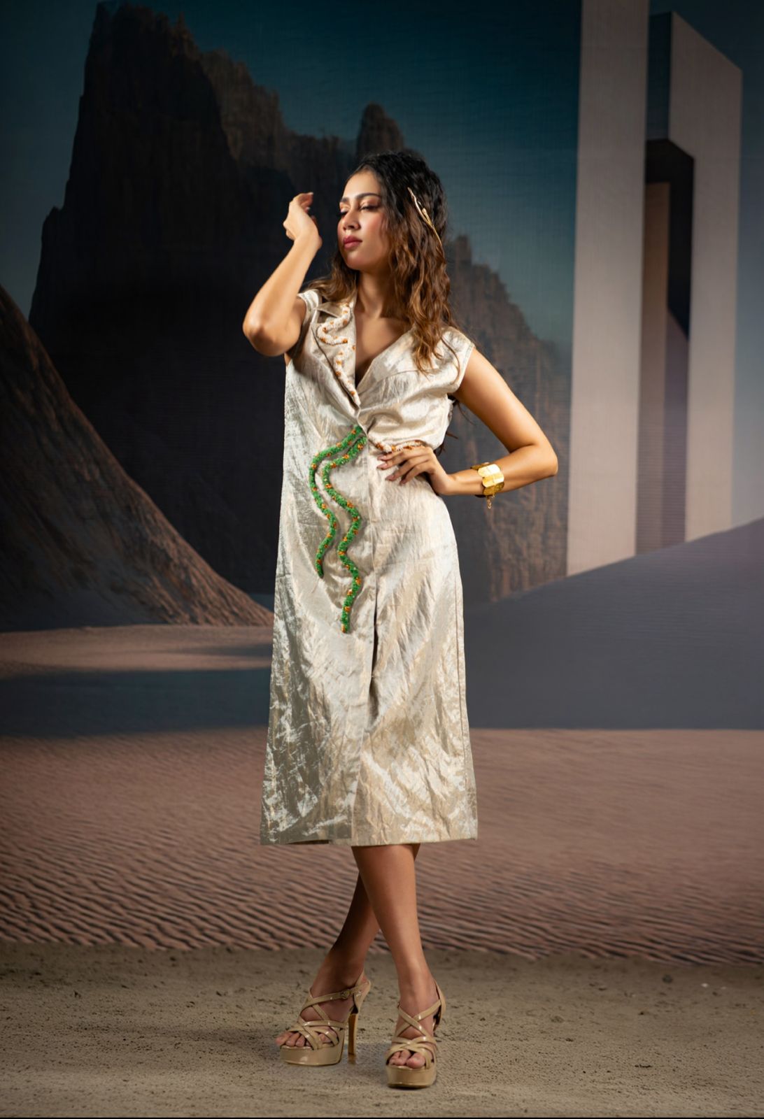 Verdant Trace Wrap Dress