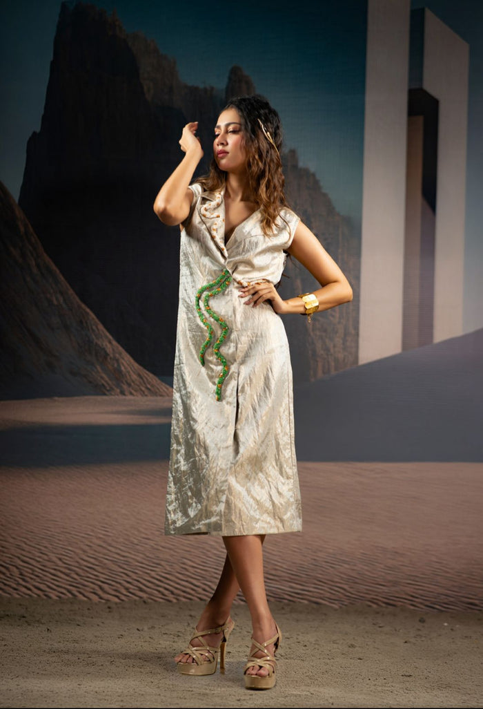 Verdant Trace Wrap Dress